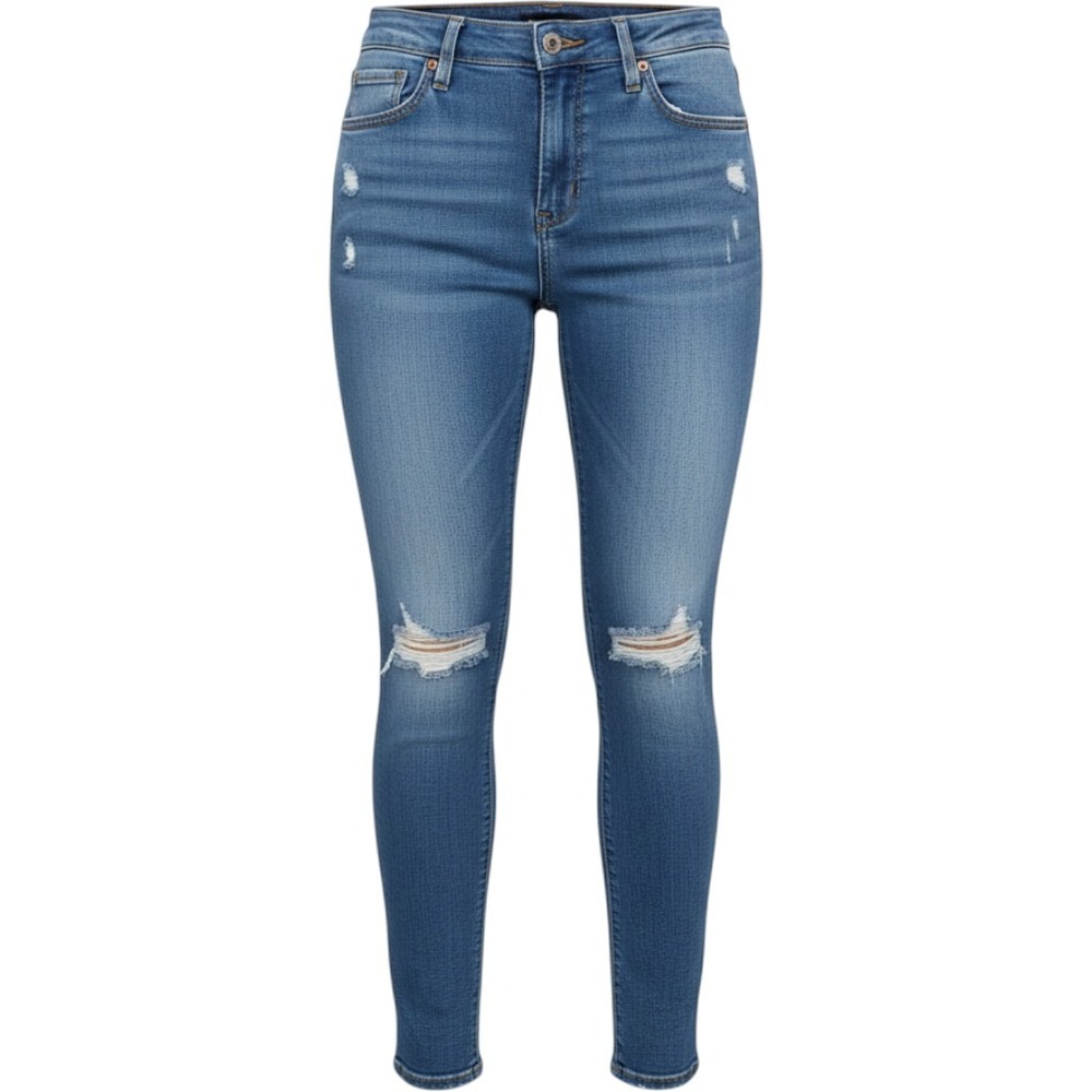 Hudson Nico Mid-Rise Ankle Super Skinny Jeans 28 Blue Distressed WM407ZBA